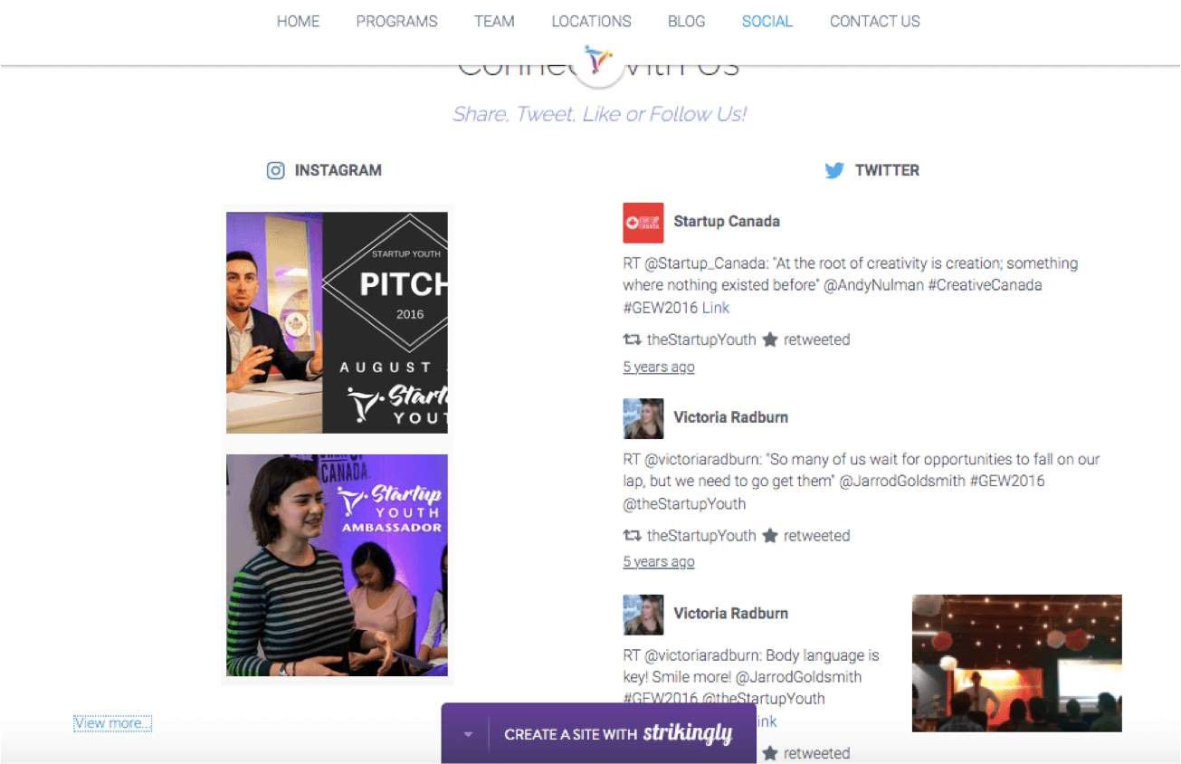 part of the Twitter and Instagram feed of a brand embedded on a website part of the Twitter and Instagram feed of a brand embedded on a website